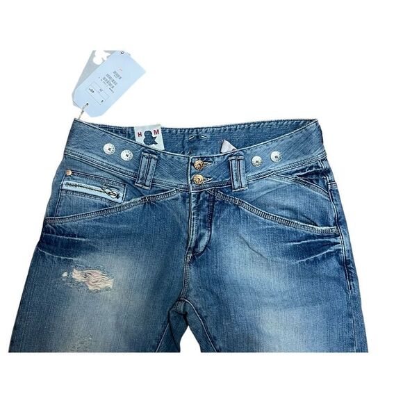 H&M Y2K button fly zipper back pockets distressed hippie woman’s 8 (29) patch - Picture 3 of 10